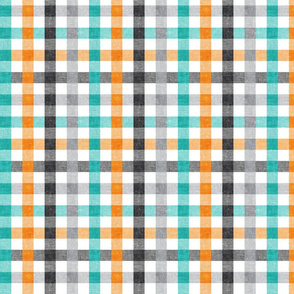 halloween plaid - teal black orange grey - LAD20