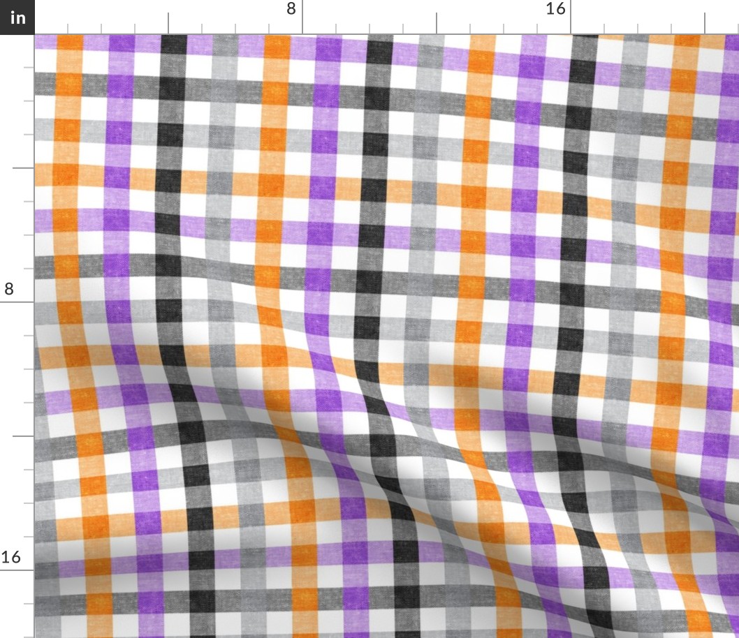 halloween plaid - purple black orange grey - LAD20