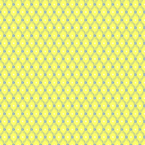 1830s Petite Blue on Yellow Sprigs Dots