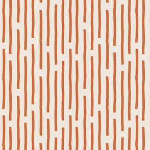 pumpkin orange vertical dash lines on Creamy bone