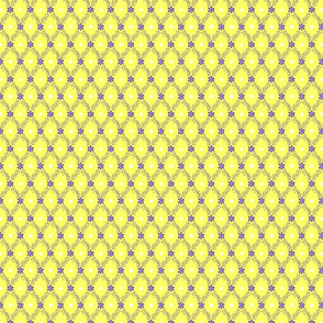 1830s Petite Lavender on Yellow Sprigs Dots