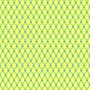 1830s Petite Turquoise Yellow Sprigs Dots