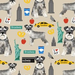 schnauzer nyc fabric - travel dog - tan