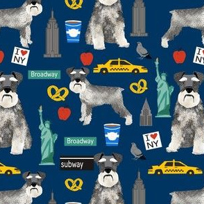 schnauzer nyc fabric - travel dog - navy