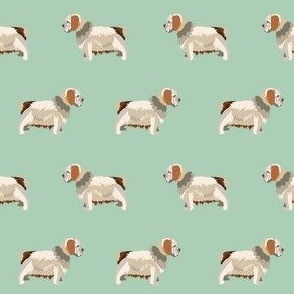 clumber spaniel minimal fabric - simple dog design -mint