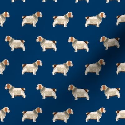 clumber spaniel minimal fabric - simple dog design - navy