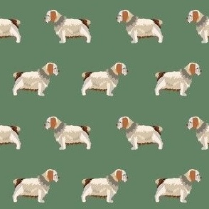 clumber spaniel minimal fabric - simple dog design -green