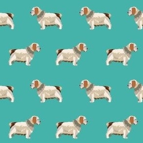 clumber spaniel minimal fabric - simple dog design - turquoise
