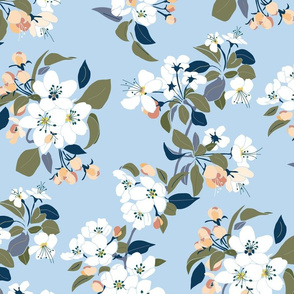 Serene Garden Apple Bloom Blue