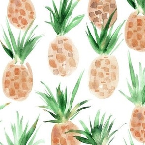 Larger scale Wild pineapples - watercolor tropical pineapple fruit for summer p318