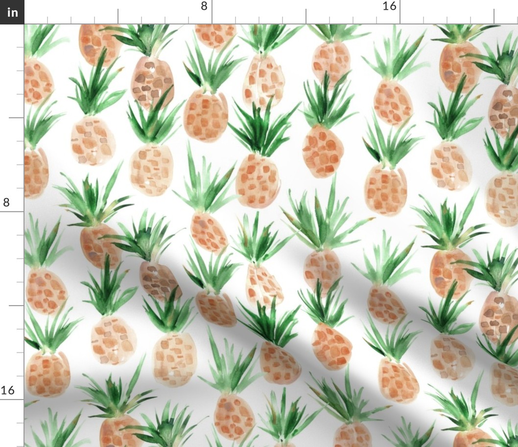 Larger scale Wild pineapples - watercolor tropical pineapple fruit for summer p318