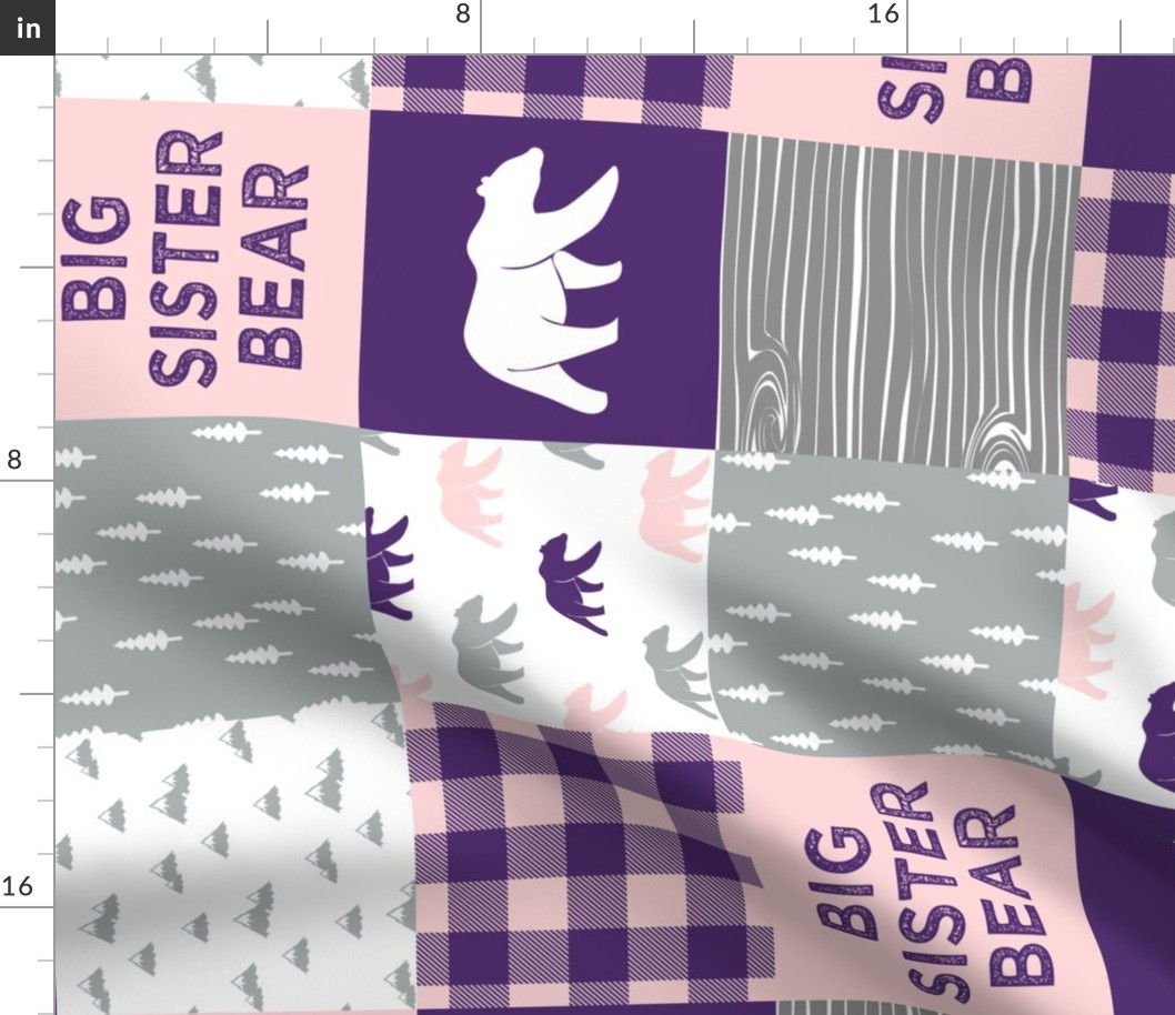 Big Sister bear - purple, pink, and grey (90) - LAD20