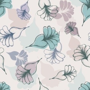 Lavinia's Pastel Pink Teal Morning Glory Flowers