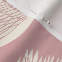 linocut swan fabric - art deco modern bird wallpaper - light pink