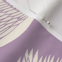 linocut swan fabric - art deco modern bird wallpaper - lavender