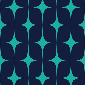 Retro MOD-Star Burst-Navy and Turquoise-Retro Jam Palette