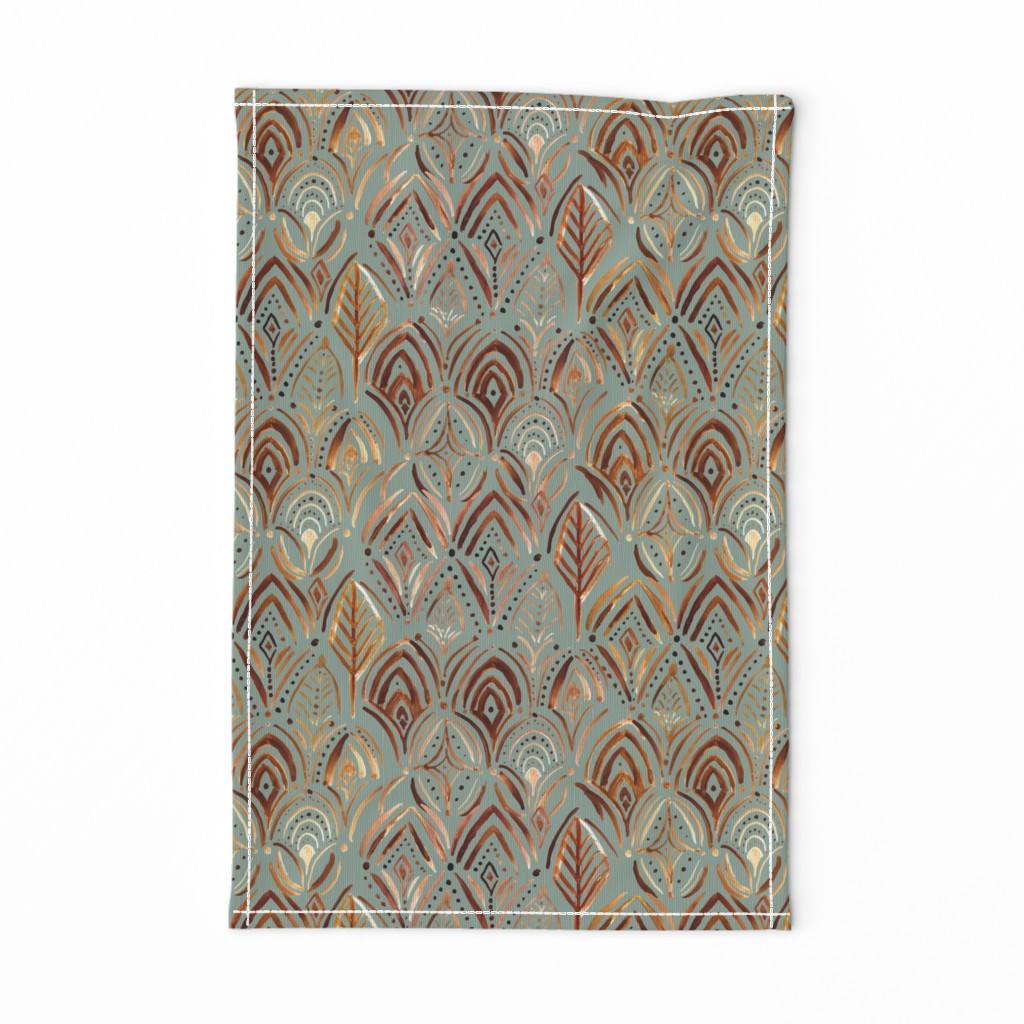 Boho medallion scallop - copper   teal