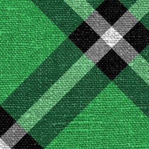 Textured Green and Black Plaid version 1 - extra large scale