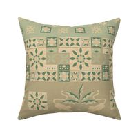 Vintage Boho Decor with Palms and Cats in Khaki / Big