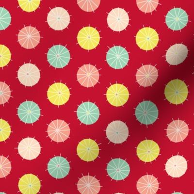 Cocktail Umbrellas Polka Dot (Red)