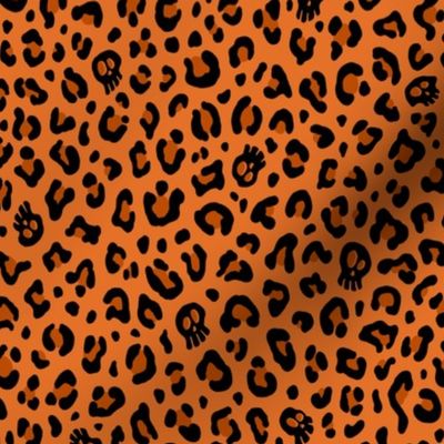 ★ SKULLS x LEOPARD ★ Halloween Pumpkin Orange - Small Scale / Collection : Leopard Spots variations – Punk Rock Animal Prints 3