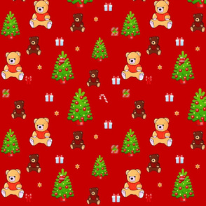 Christmas teddy bears pattern