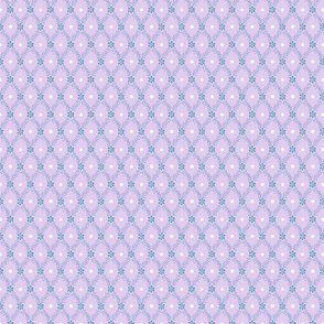 1830s Petite Blue on Lavender Sprigs Dots Flowers