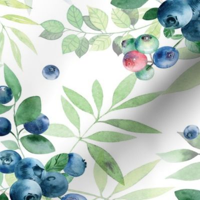 Blueberries and leaves bouquets