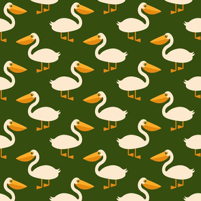 Pelicans repeat army green mustard cream