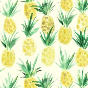 Wild pineapples - watercolor tropical pineapple fruit for summer