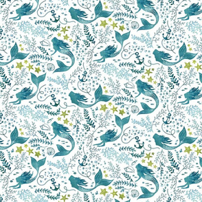 Mermaid ocean white small - more mermaids