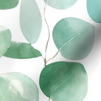 Watercolor Eucalyptus Leaves Pattern