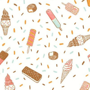 Retro Ice-creams (white) 14"