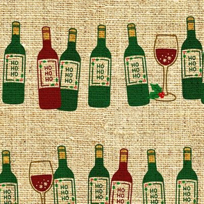 Holiday Wine on Burlap (Large Size)