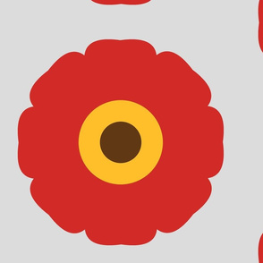 BIG RED POPPIES ON GREY BACKGROUND
