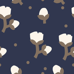 Simple Brown and Navy Cotton Seamless Vector Pattern