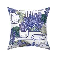 Lavender Field Cats Large Scale- Cat Nap Garden- Lavender- Home Decor