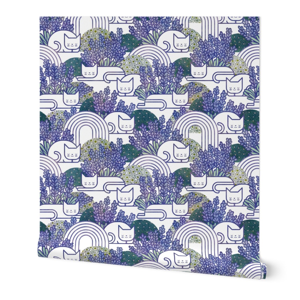 Lavender Field Cats- Cat Nap Garden- Tranquil Pets Floral- Pet Aromatherapy