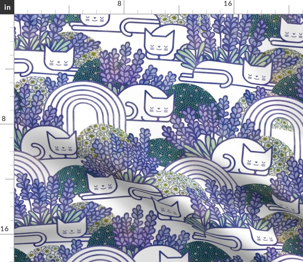 Lavender Field Cats- Cat Nap Garden- Tranquil Pets Floral- Pet Aromatherapy