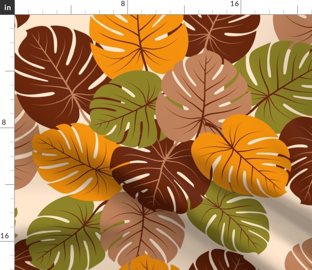 Retro 70s large Monstera leaves Mid-century Modern