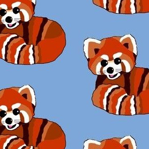 Red pandas on blue (large)