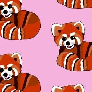 Red pandas on pink (large)