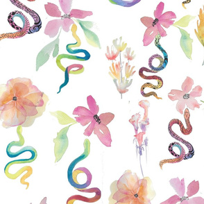 Snakes and flowers white