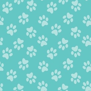 Paw print lt blue on teal