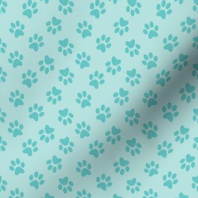 Paw print teal on lt blue