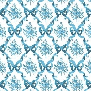 Sintra  Ribbons, Flowers,  and Bows (Mini Print) in Blue