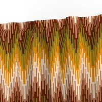 Retro 70s Ikat chevron brown orange moss mid-century modern