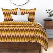 Retro 70s Ikat chevron brown orange moss mid-century modern