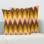 Retro 70s Ikat chevron brown orange moss mid-century modern