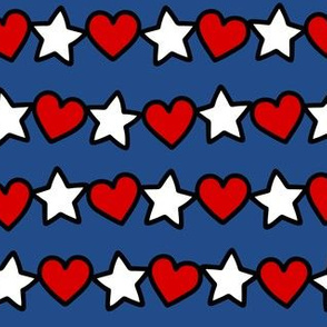Line of Hearts & Stars: Red, White & Dark Blue (Large Size)